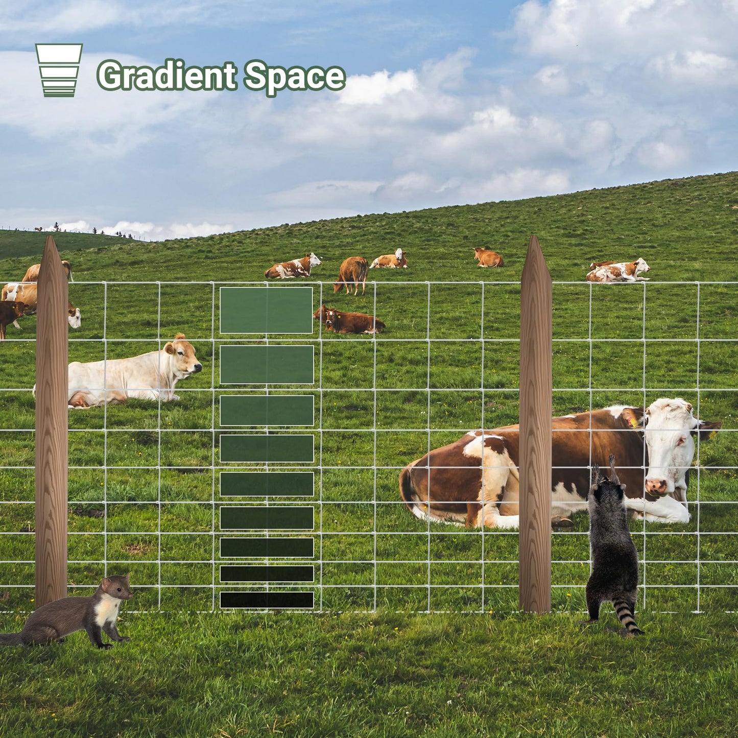 Toriexon Farm Fence 4FT x 164FT, Livestock Fence, Goat Fence, Galvanized Cattle Fence, Heavy Zinc Coating Wire Fencing, Hog Wire Fencing Perfect for Pest Control, Livestock & Animals Protection