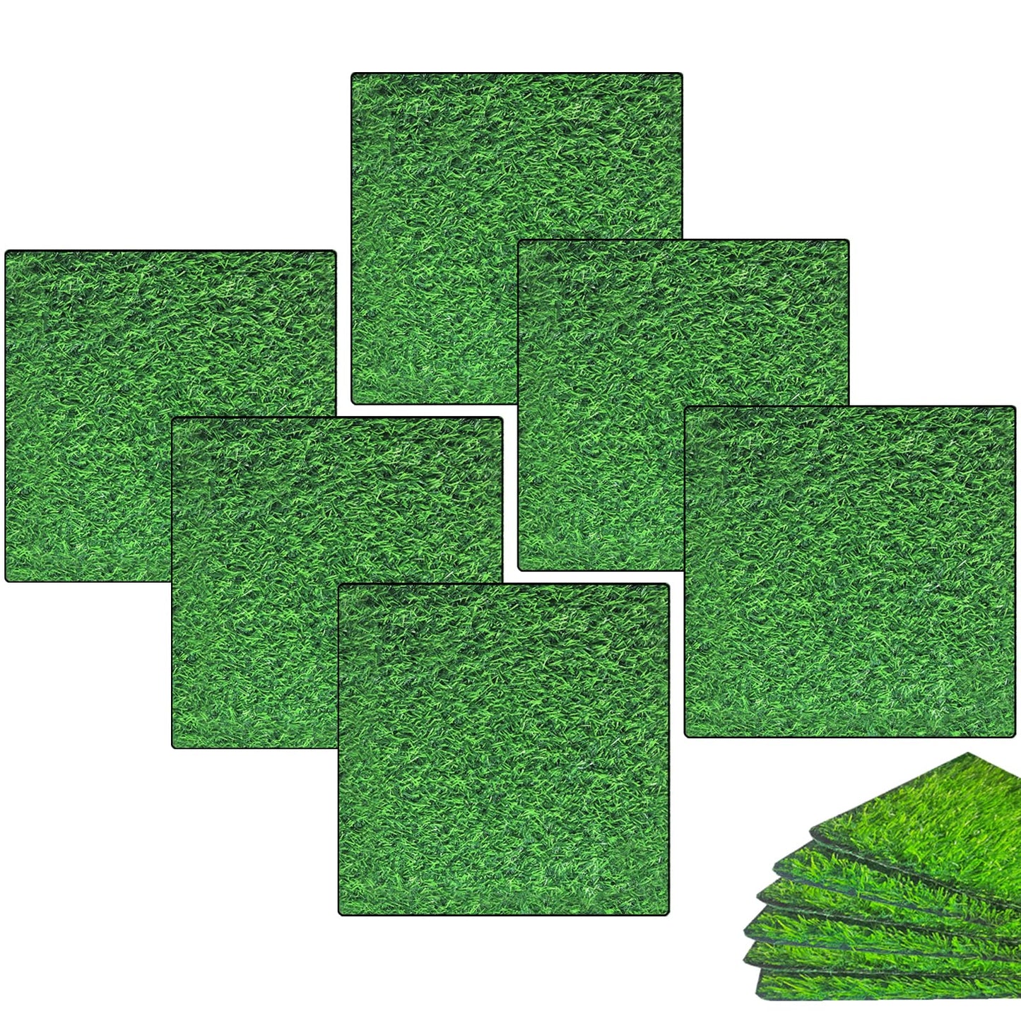 VERAMI Chicken Nesting Box Pads,12"x12" Washable Artificial Grass Rug Carpet Fake Grass Synthetic Turf Mat for Chicken Coop Pet Garden Lawn Indoor Outdoor (Green-6 pcs)