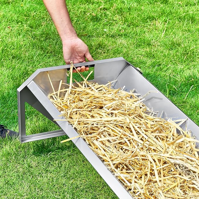 VEVOR Livestock Feeding Trough, 22 Gallon Capacity, 45" Hay Feeder, Heavy Duty Steel Livestock Trough, Galvanized Steel Sheep Feeder Trough Feeding up to 10 Goats for Horse Sheep Hog Farm Sheds Pen