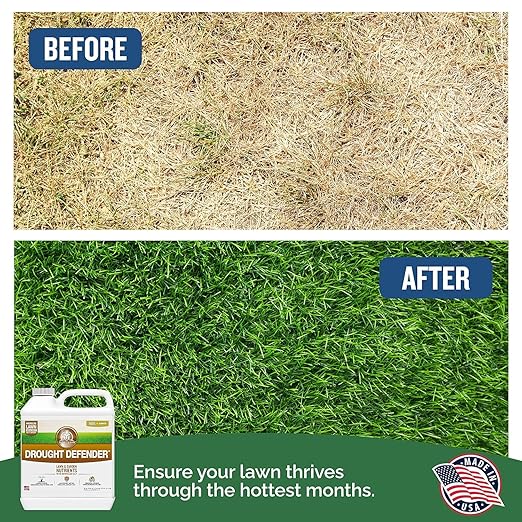 Turf Titan Drought Defender Hose End - Shields Heat and Nutrient Rich Plant Food - Ideal Summer Soil Liquid Fertilizer Promoting Healthy Green, Water-Conserving Turf Grass - Covers up to 8,000 Sq Ft