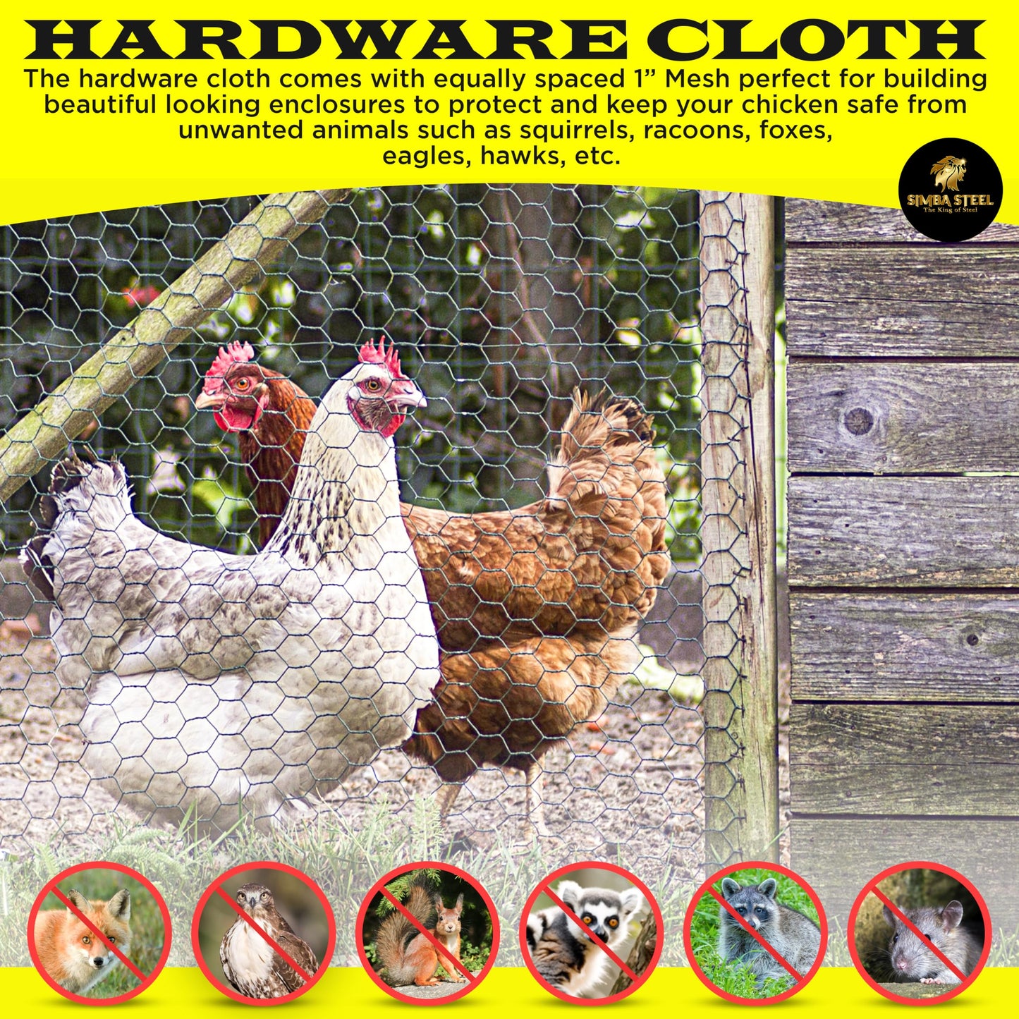 SIMBA STEEL - 12” x 100 FT PVC Hexagonal Poultry Netting Chicken Wire | 1" Mesh | 20 Gauge | Black PVC Vinyl Coated | Rust Proof | for Garden, Fence, Chicken, Rabbit (PVC 12 x 100)