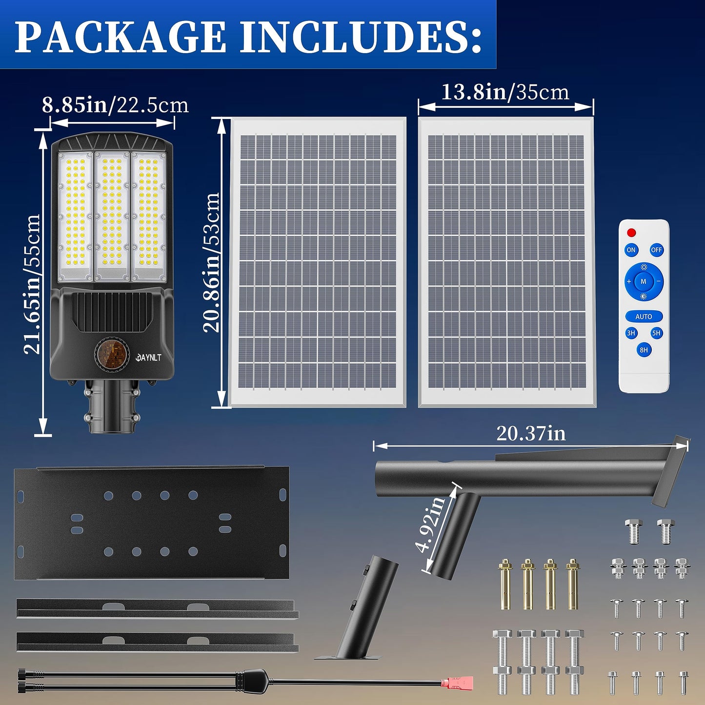 JAYNLT Y-9800W Solar Street Lights Outdoor, 750000LM 6500K High Powered Commercial Parking Lot Lights Dusk to Dawn, Waterproof Solar Security Flood Lamps with Remote for Driveways, Basketball Courts