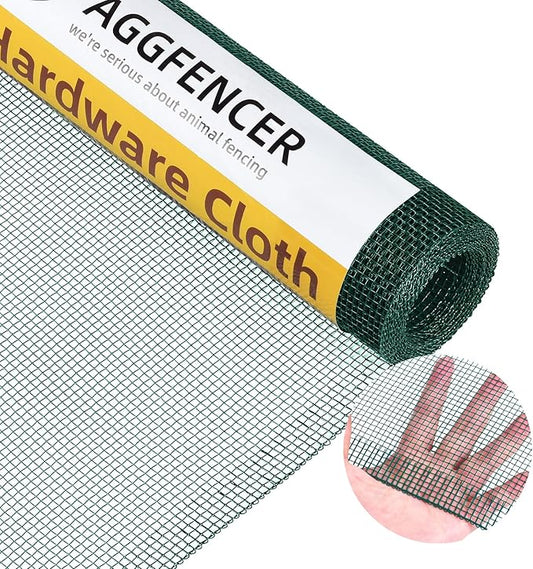 16in x 10ft Green Hardware Cloth 1/8 inch 27Ga PVC Coated Wire Mesh Vinyl Coated Galvanized Wire Mesh Screen Roll, Welded Metal Chicken Wire Fencing, for Garden Plant Fencing Bee Screen