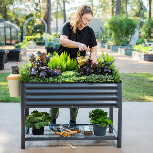 17" Tall 9 in 1 Metal Raised Garden Bed & 32" Tall 2' x 4' Elevated Garden Bed