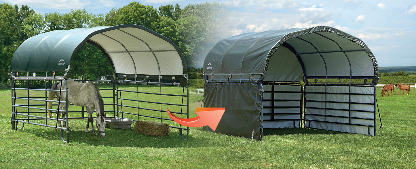 ShelterLogic 10' x 10' Enclosure Kit for Outdoor Corral Shelter Cover (Corral Frame and Panels, Top Cover NOT Included) Green