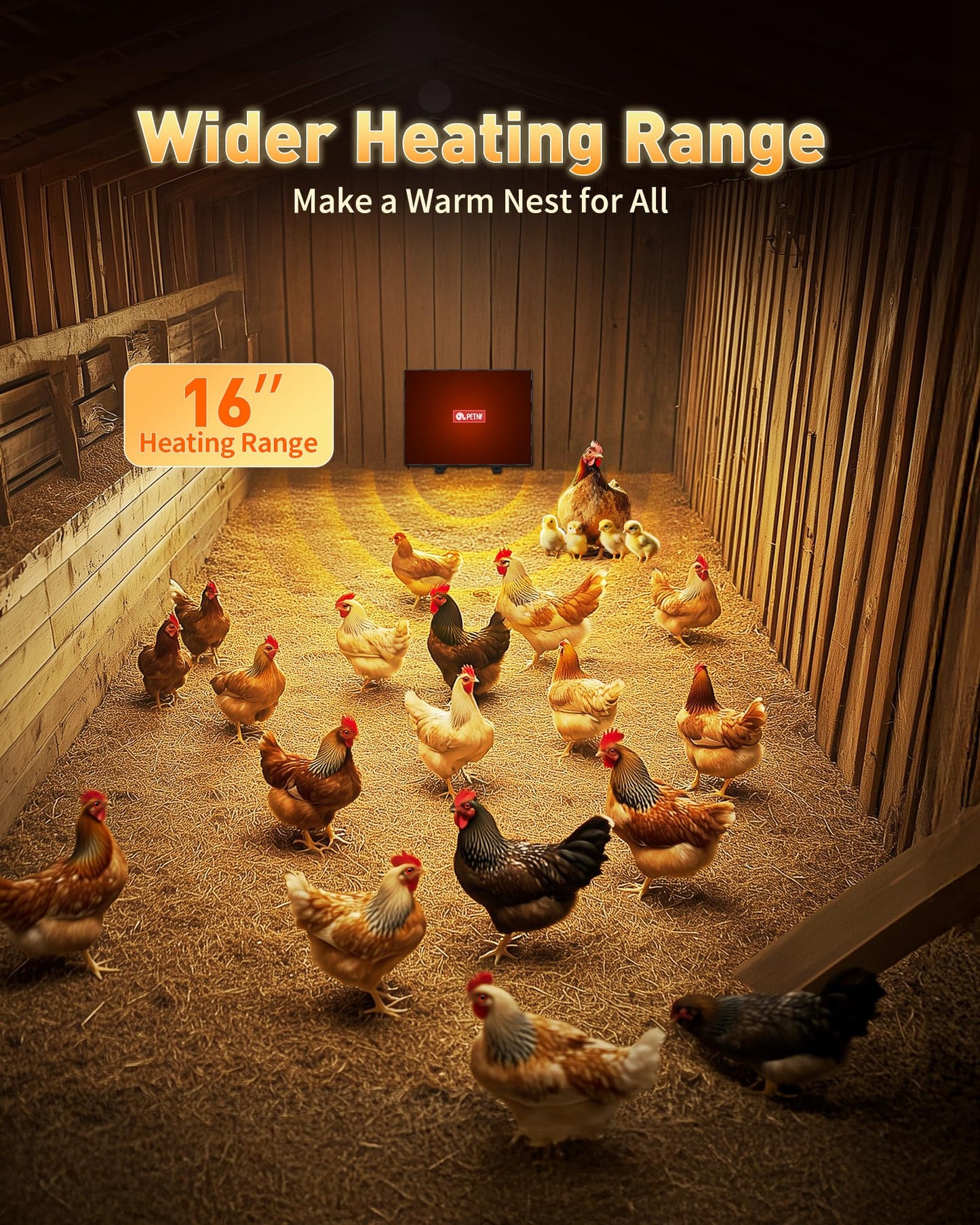 PETNF Chicken Coop Heater 140 Watts Radiant Heat Chicken Heater Energy Efficient Design Safer Than Brooder Lamps Heater for Chicken Coop, Heating Wire UL-Compliant Two Ways to Use, 11.81''x15.74''