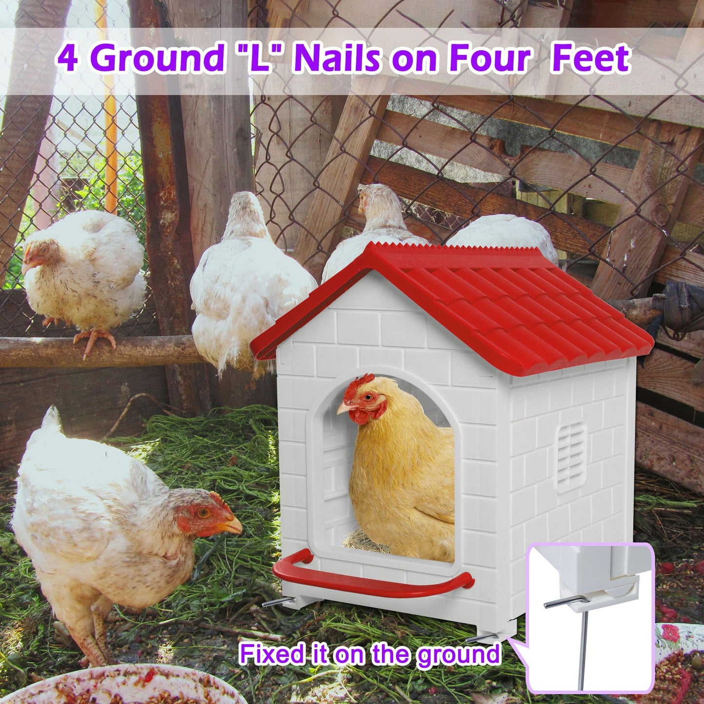 Chicken Nesting Box, 100% Waterproof Hens Nesting Box for Laying Eggs for Hens, Ducks and Poultry, Large Signle Compartment Chicken Nesting Boxs Indoor & Outdoor (Red)