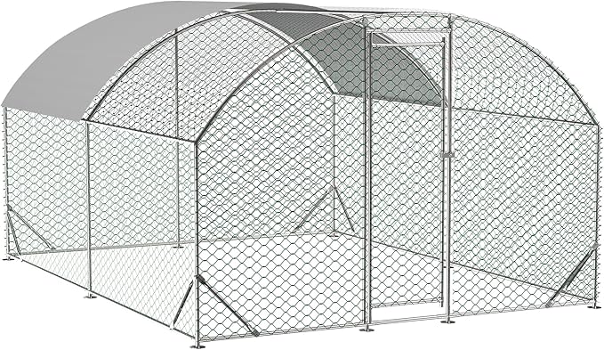Large Metal Chicken Coop, Walk-in Chicken Run Pen with Waterproof Anti-UV Cover, Dome Roof Poultry Cage for Outdoor, Backyard, Farm (9.84'L x 13.12'W x 6.56' H)
