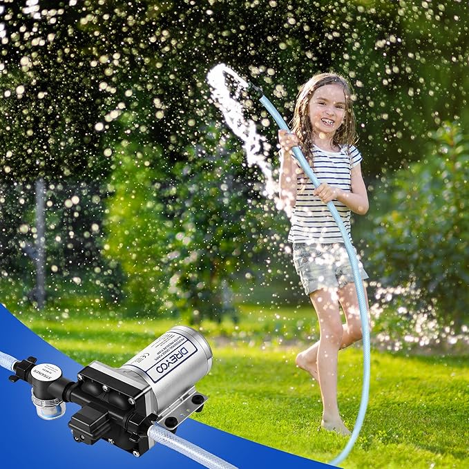 Water Pressure Booster Pump 110v 5.5 GPM 70 PSI, Self Priming Industrial Water Pump with Power Plug, Pipe Fittings Brass Connector Strainer Filter for Kitchen Bathroom Rv Marine Caravan Garden(Silver)