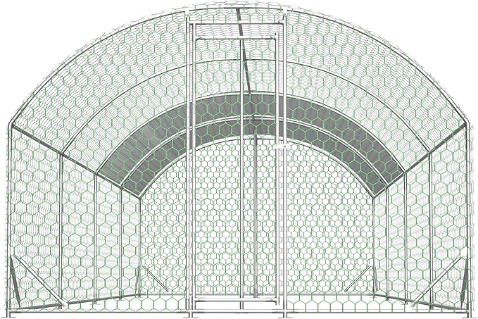 Large Metal Chicken Coop, Walk-in Chicken Run Pen with Waterproof Anti-UV Cover, Dome Roof Poultry Cage for Outdoor, Backyard, Farm (26'W x 9'L x 6'H)