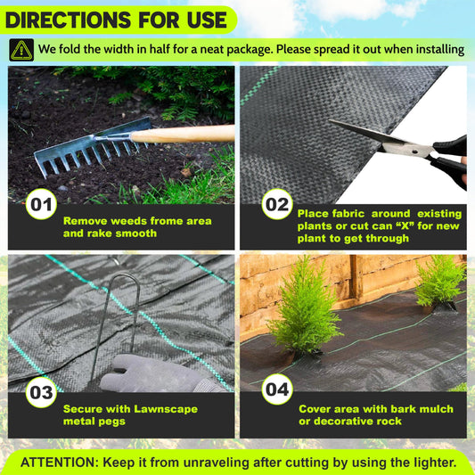 5ftx500ft Garden Weed Barrier Landscape Fabric (including Scissors & Gloves), Large Weed Block Gardening Mat, Heavy Duty Ground Cover Weeds, Superior Weed Landscape Control For Vegetable Projects.