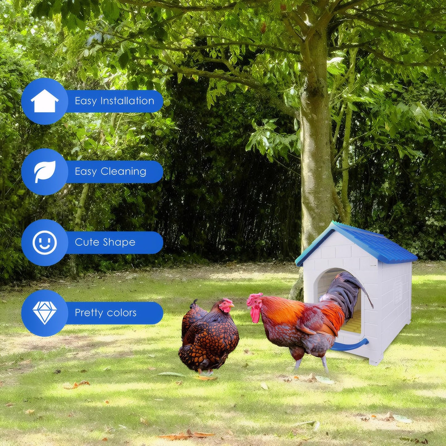 Waterproof Chicken Nesting Box for Laying Eggs - Easy to Assemble, Washable Nesting Pad, Wall or Ground Mounted, Indoor & Outdoor Use for Chicken, Duck, Rabbit, Poultry (1 Pack)