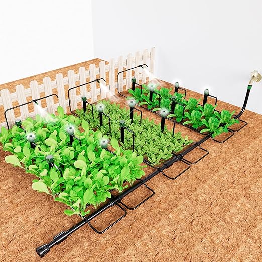 Leak-Proof Drip Irrigation Kit,Quick Connect Irrigation System,2025 New Lock Barbed Garden Watering System with 1/4 inch 1/2 inch Irrigation Tubing Hose for Garden,Raised Garden Bed, Lawn