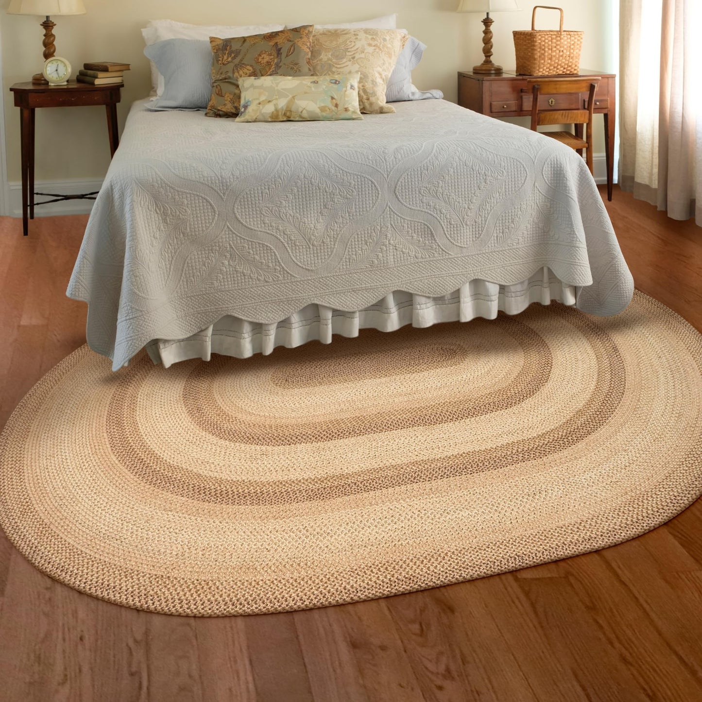 Homespice Cookie Dough Jute Braided Rug 5x8' - Rustic Country Rugs for Living Room and Bedroom for Farmhouse Decor