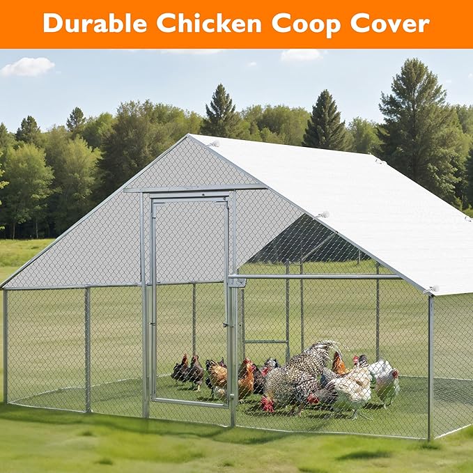 Chicken Coop Cover,11.48 * 6.23 FT Cover for Chicken Run Large Metal Chicken Coop Pen
