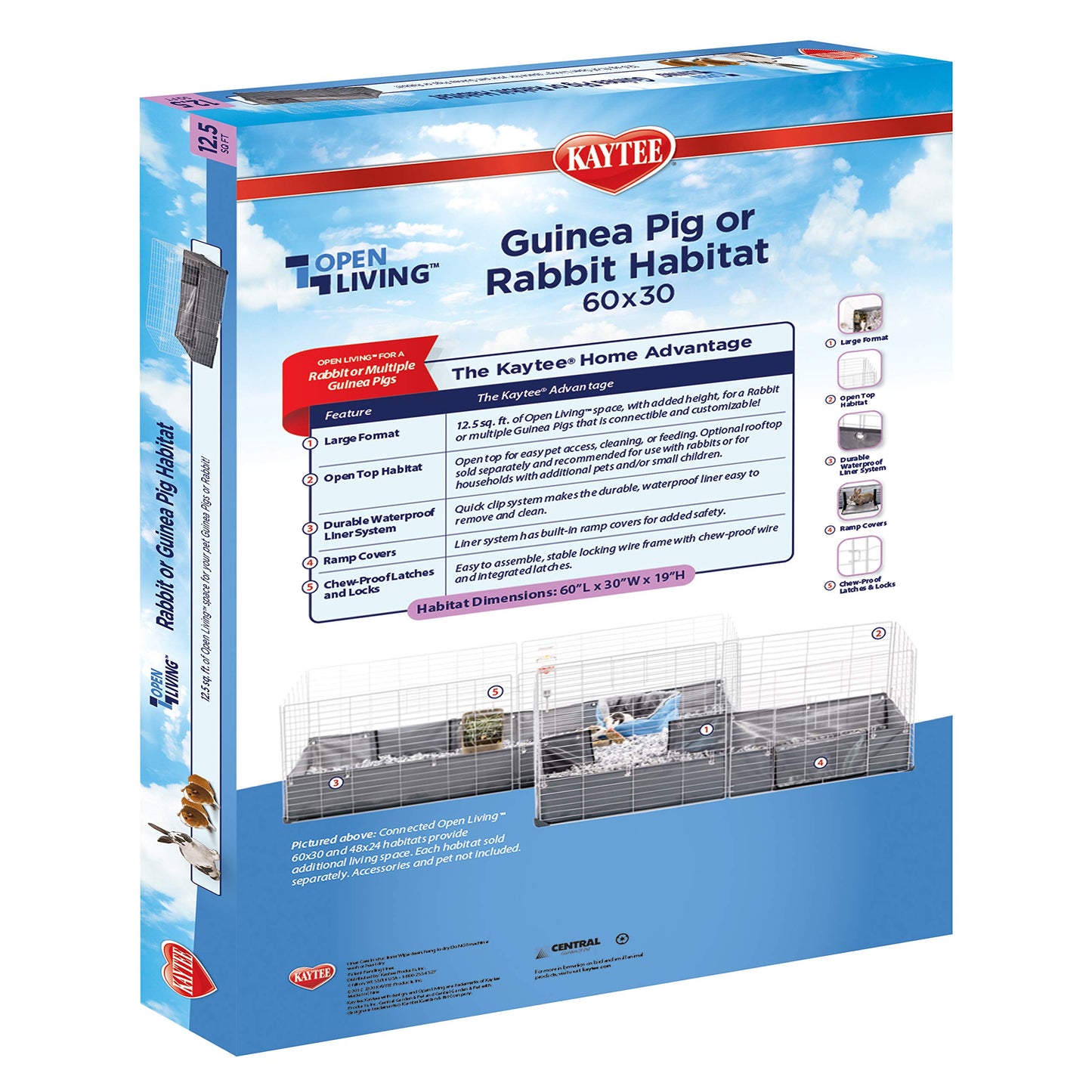 Kaytee Open Living Pet Guinea Pig or Rabbit Habitat, 60" x 30"