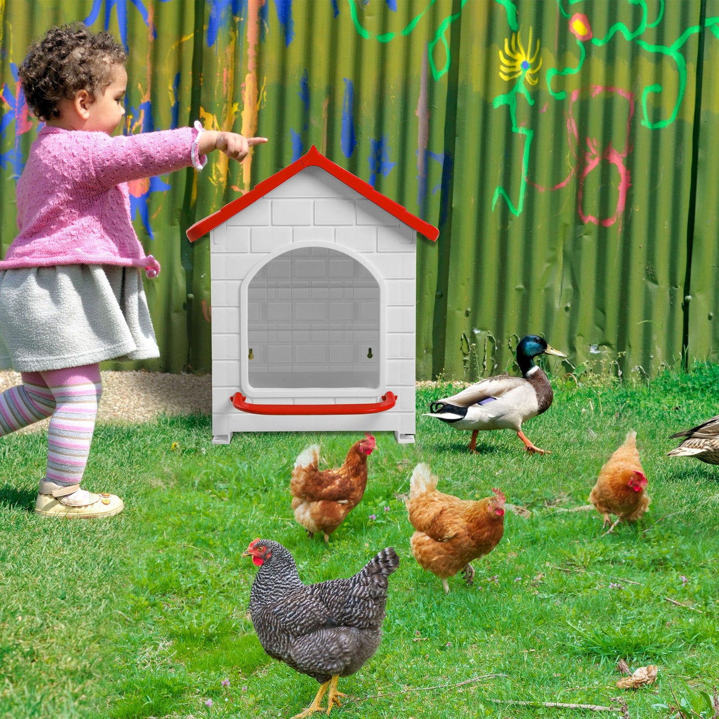 Chicken Nesting Box, 100% Waterproof Hens Nesting Box for Laying Eggs for Hens, Ducks and Poultry, Large Signle Compartment Chicken Nesting Boxs Indoor & Outdoor (Red)