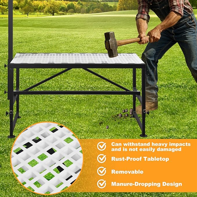 Goat Milking & Shearing Stand Bundle—47" × 22.5" Polymer Platform, 650 lbs Capacity + Matching 47" × 22.5" Non-Slip Ramp & Adjustable Riser, Easy-Clean, Fits Goats & Sheep