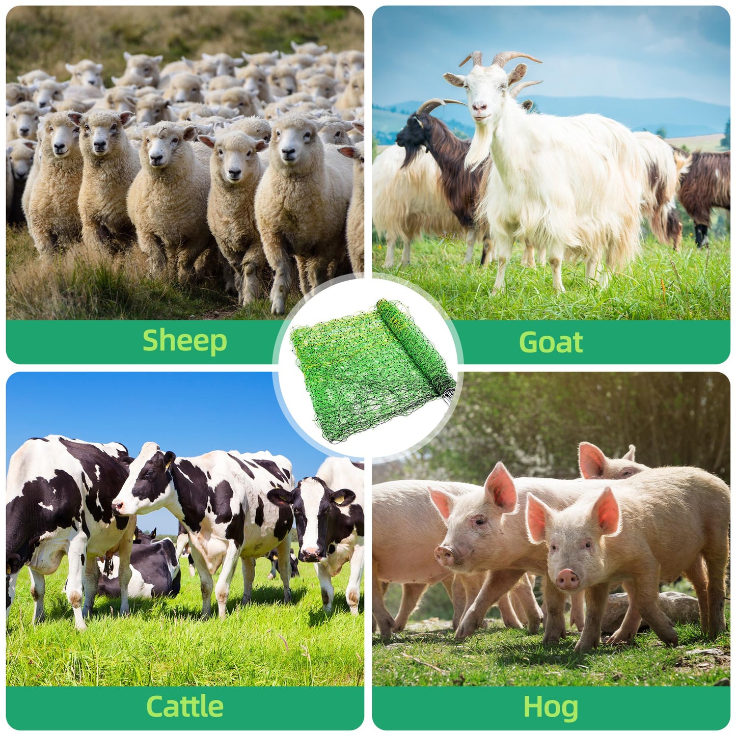 Electric Fence Netting, 49.6" H x 164' L, Portable Livestock Nets Mesh for Hog, Dogs, Deer, Goats, Larger Animals Electric Fencing for Backyards, Homesteaders, Farms, Ranches, Gardens
