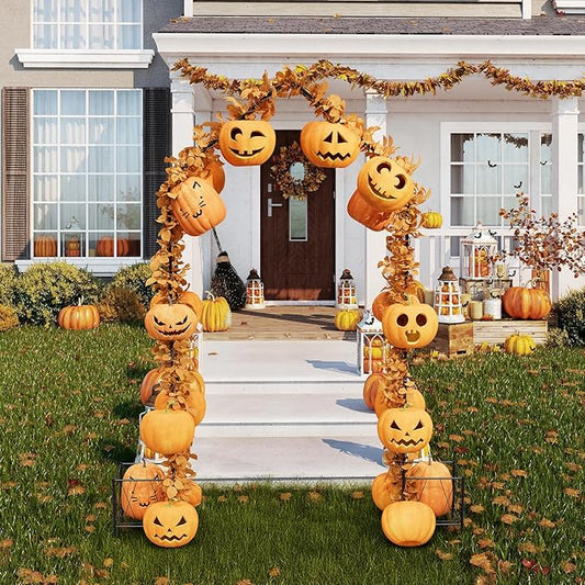 Vrisa Metal Garden Arch Trellis for Climbing Plants Outdoor 8.2 Ft Garden Arbor with Planter Boxes Wedding Arches for Ceremony Halloween Christmas Decoration Garden Archway for Party, Backyard, Lawn