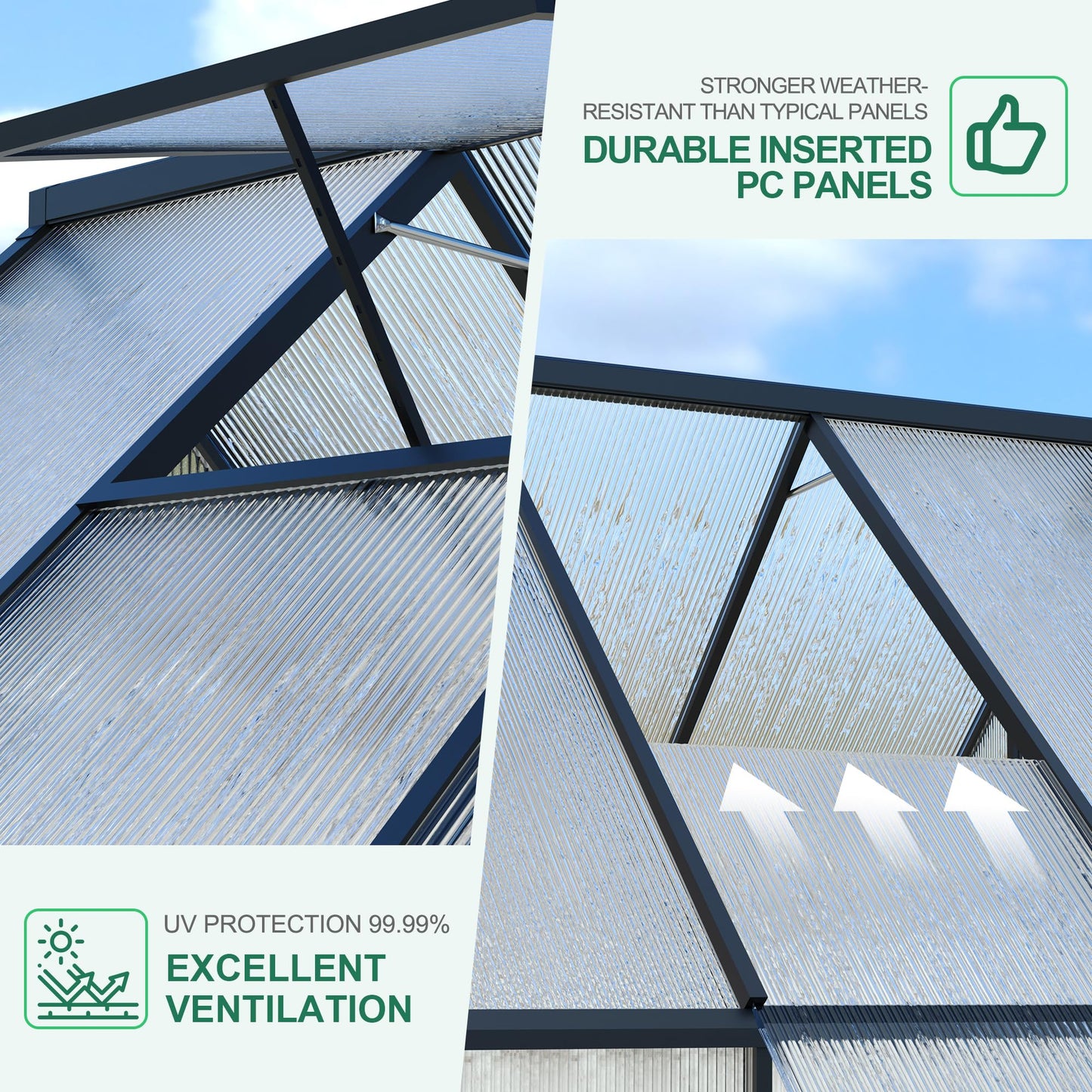 8'x14' Aluminum-Framed Polycarbonate Greenhouse, Heavy Duty Polycarbonate Greenhouse with Quick Setup Structure and Roof Vent, Large Enhanced Aluminum Green House Kit for Outdoors