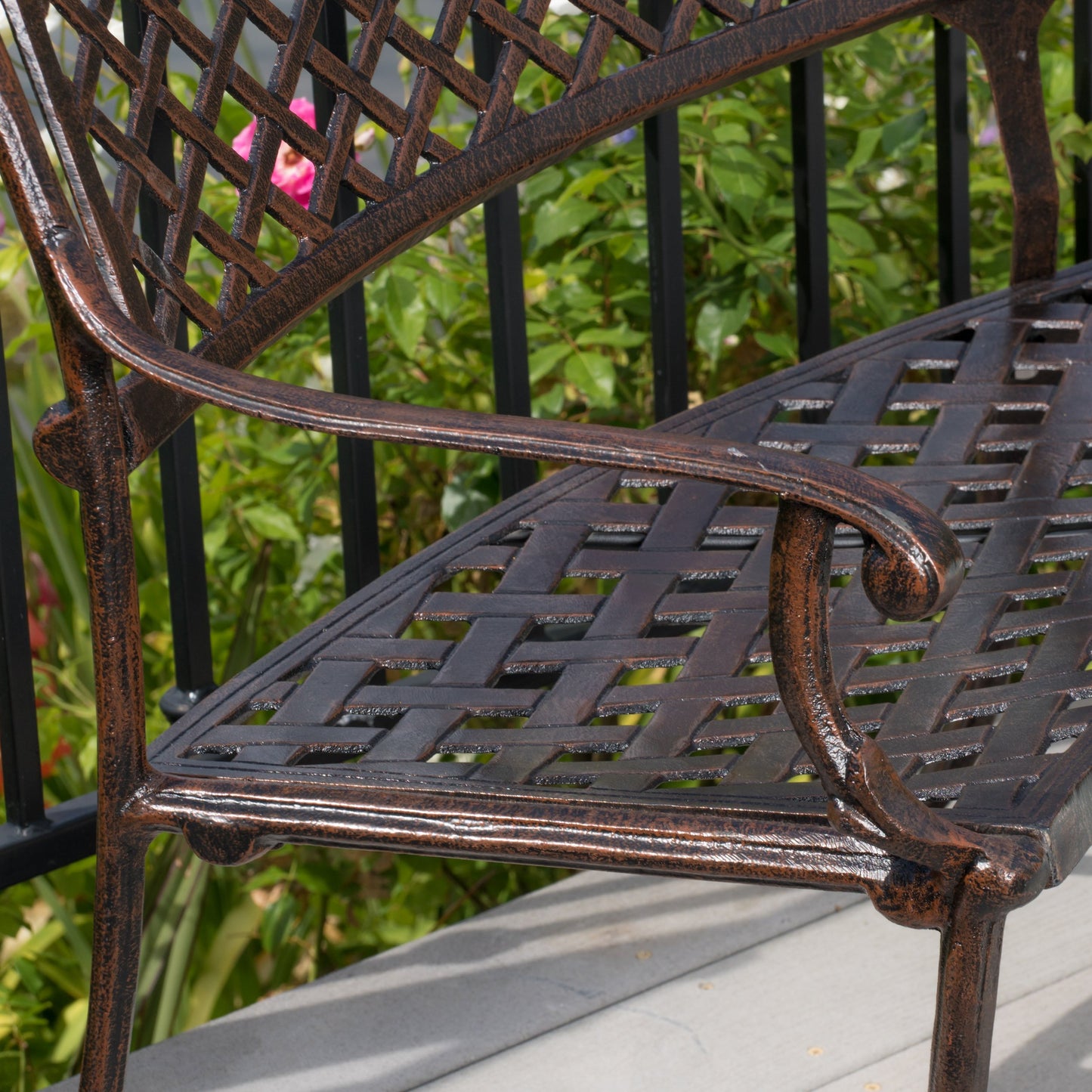 Christopher Knight Home Sebastian Outdoor Antique Cast Aluminum Sector Bench, Shiny Copper