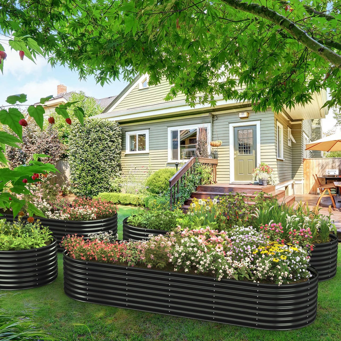 FRIZIONE 9FT(L)×3FT(W)×2FT(H) Galvanized Raised Garden Bed Outdoor, Metal Raised Garden Beds for Flower, Raised Planter Box Outdoor for Herb, Vegetable-Gray