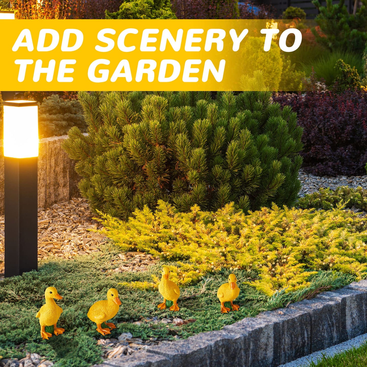 Lenwen 4 Pcs Resin Duck Figures Ducks Statue Duckling Outdoor Garden Statues for Patio Lawn Outdoor Yard Pond Decorations 3.9 x 3.1 x 2.8 Inch, 2 Styles