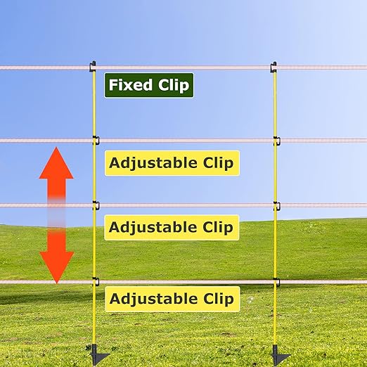 Electric Fence Posts 46 Inches, Fiberglass Step in Temporary Electric Fence Posts for Cows, Sheep, Dog, Portable Fence Stakes for Electric Fencing-10 PCS