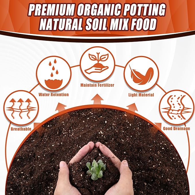 29QT Potting Soil Mix for Indoor Plants - Contains Perlite, Peat Moss, Coco Coir & Rice Charcoal, Natural & Organic Material with Well-Draining, Light & Aerated Texture for Healthy Roots & Fast Growth