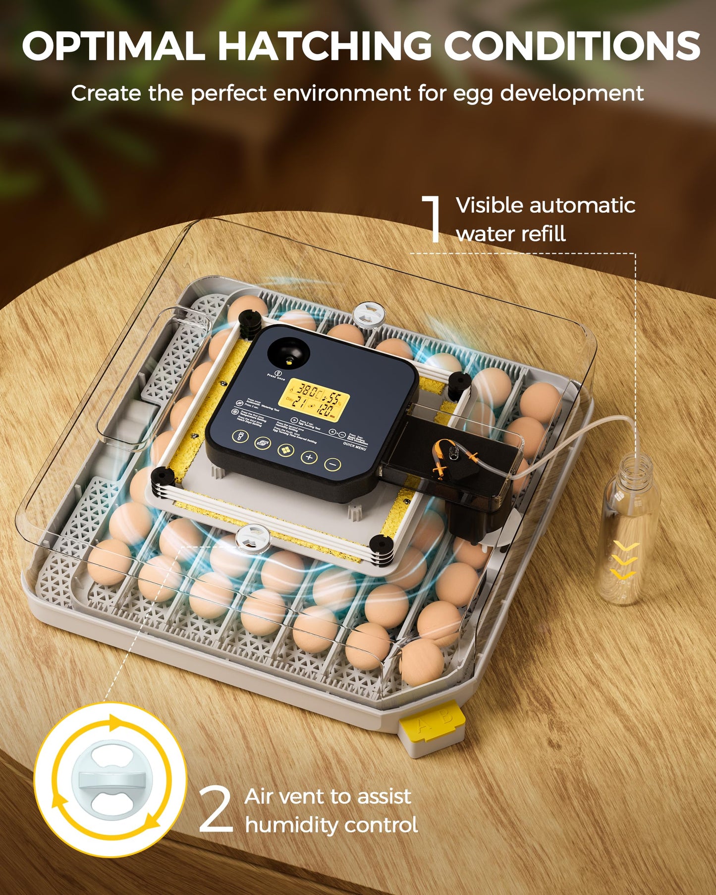 Besly 48 Egg Incubator for Hatching with Automatic Egg Turning and Humidity Control, Egg Candler, Poultry Egg Incubator for Chicken, Ducks, Goose, Pigeon, Quail, ideal for Farm, Classroom, Home