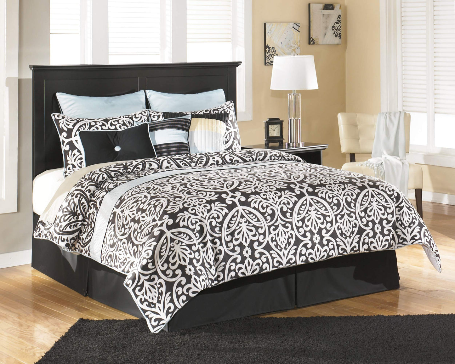 Signature Design by Ashley Maribel Rustic Farmhouse Panel Headboard ONLY, King/California, Black