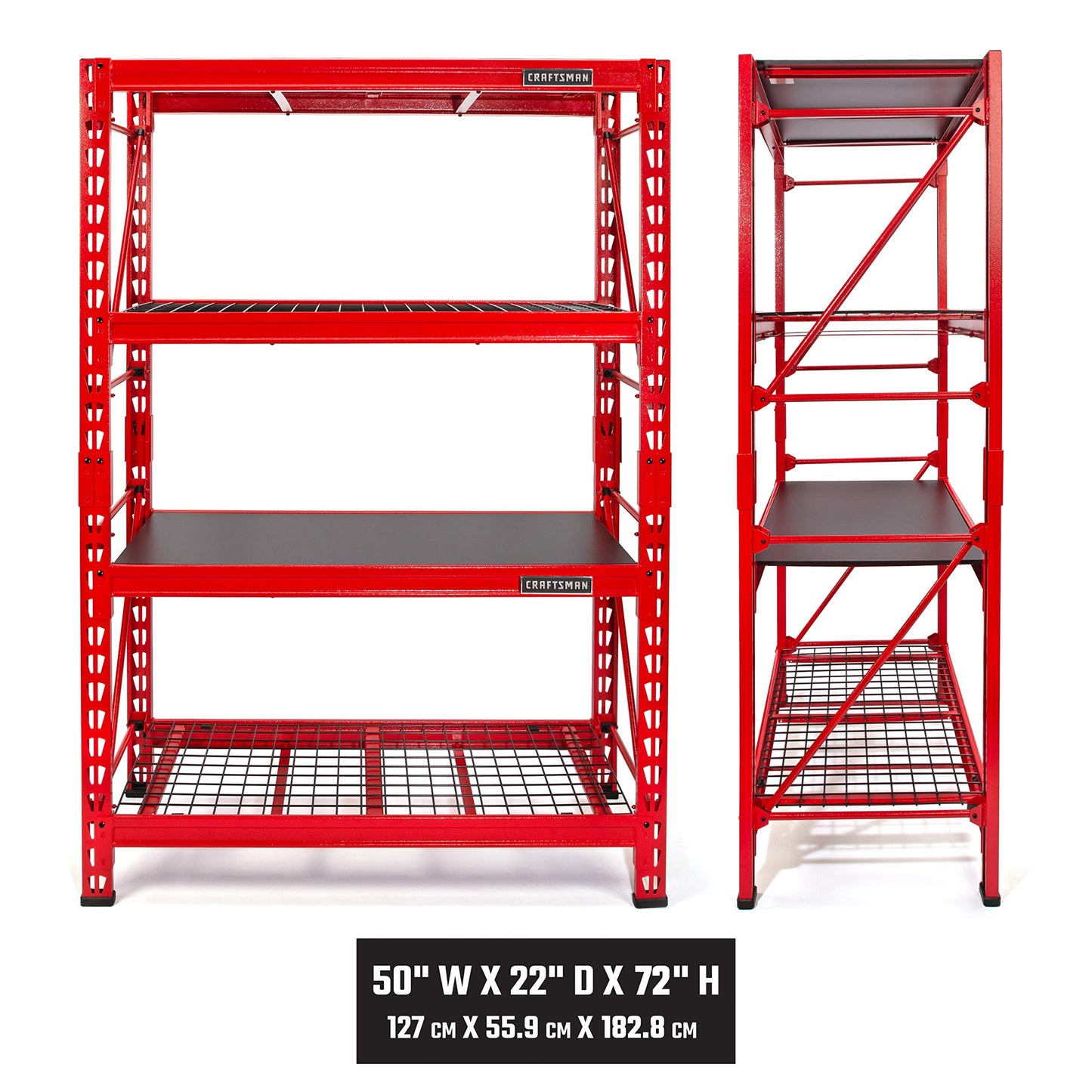CRAFTSMAN 2-Shelf 3-Foot Tall Stackable Tool Chest Depth Storage Rack, 2-Pack, Red