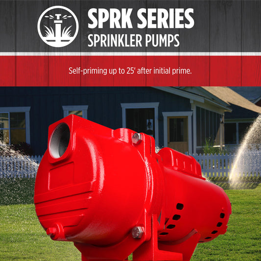 Red Lion RL-SPRK200 230 Volt, 2 HP, 76 GPM Cast Iron Sprinkler/Irrigation Pump with Thermoplastic Impeller, Red, 97102001