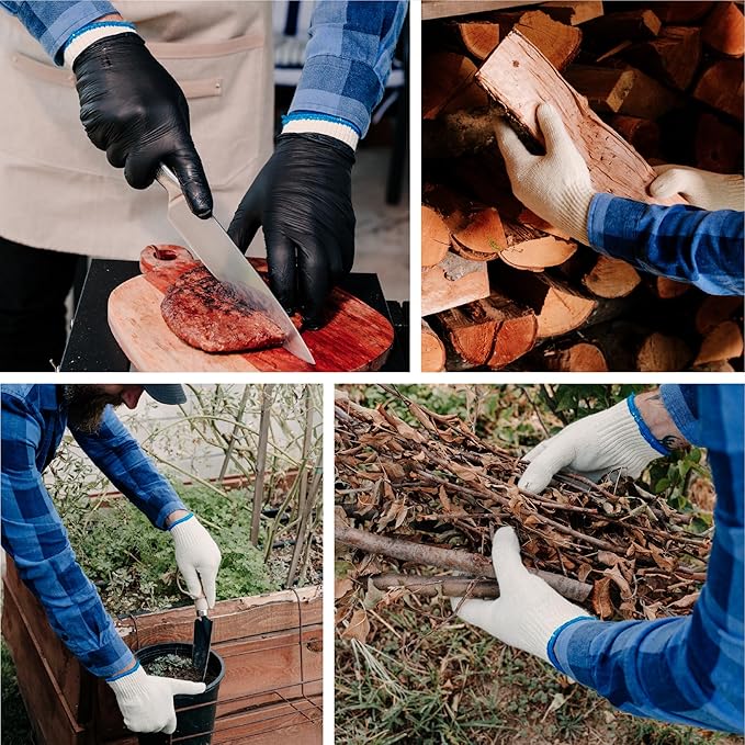 Raxwell White Cotton Gloves, 300 Pairs Bulk Case – Durable Knit Work Liners for BBQ, Painting, Gardening, Industrial, Mechanical Use, Large Size, Breathable, Comfortable