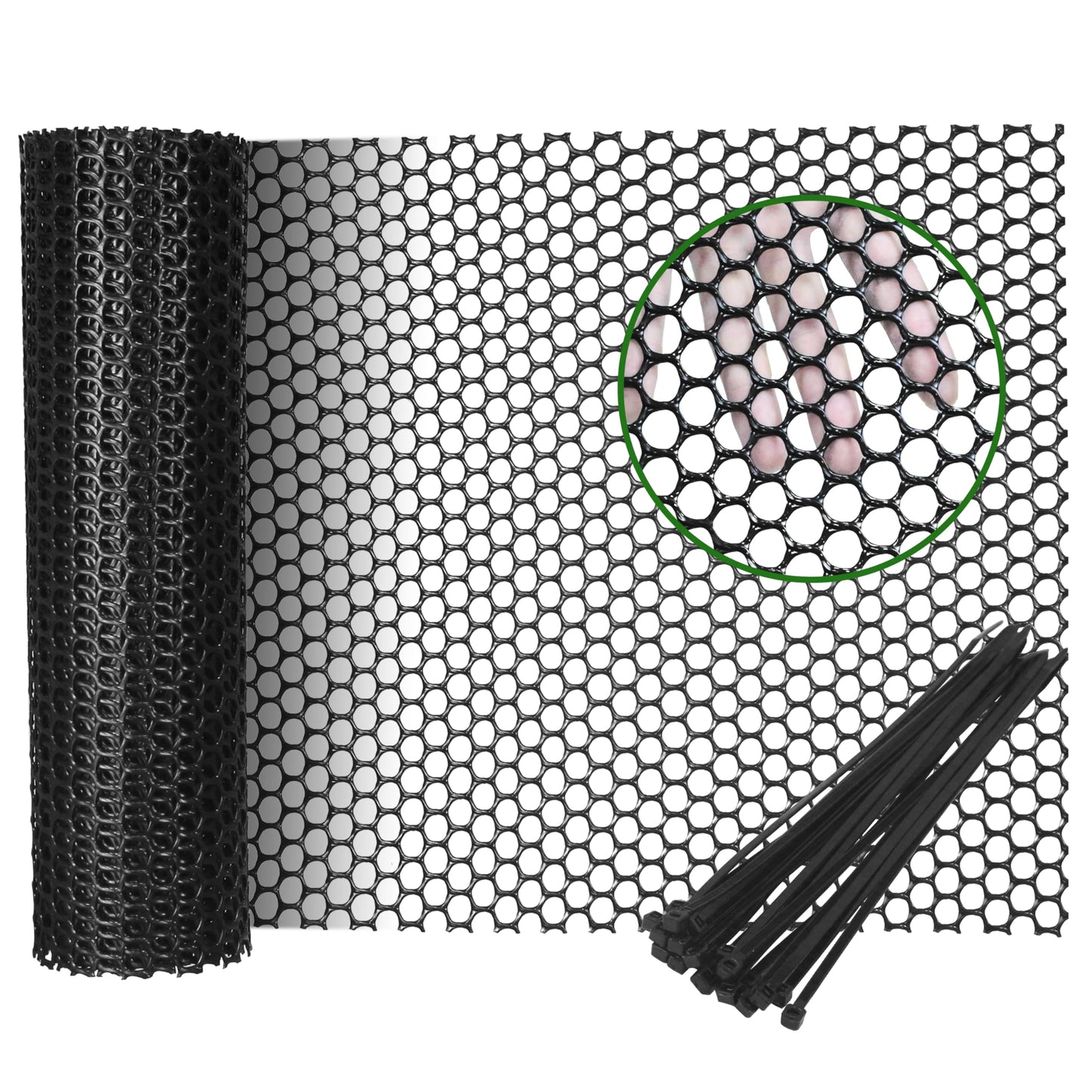 Gardzen Plastic Chicken Wire Mesh with 20pcs Ties, 16in x 10ft Durable Chicken Fence for Poultry, Garden Protection & DIY Crafting, Heavy-Duty Mesh Netting for Outdoor & Indoor Use