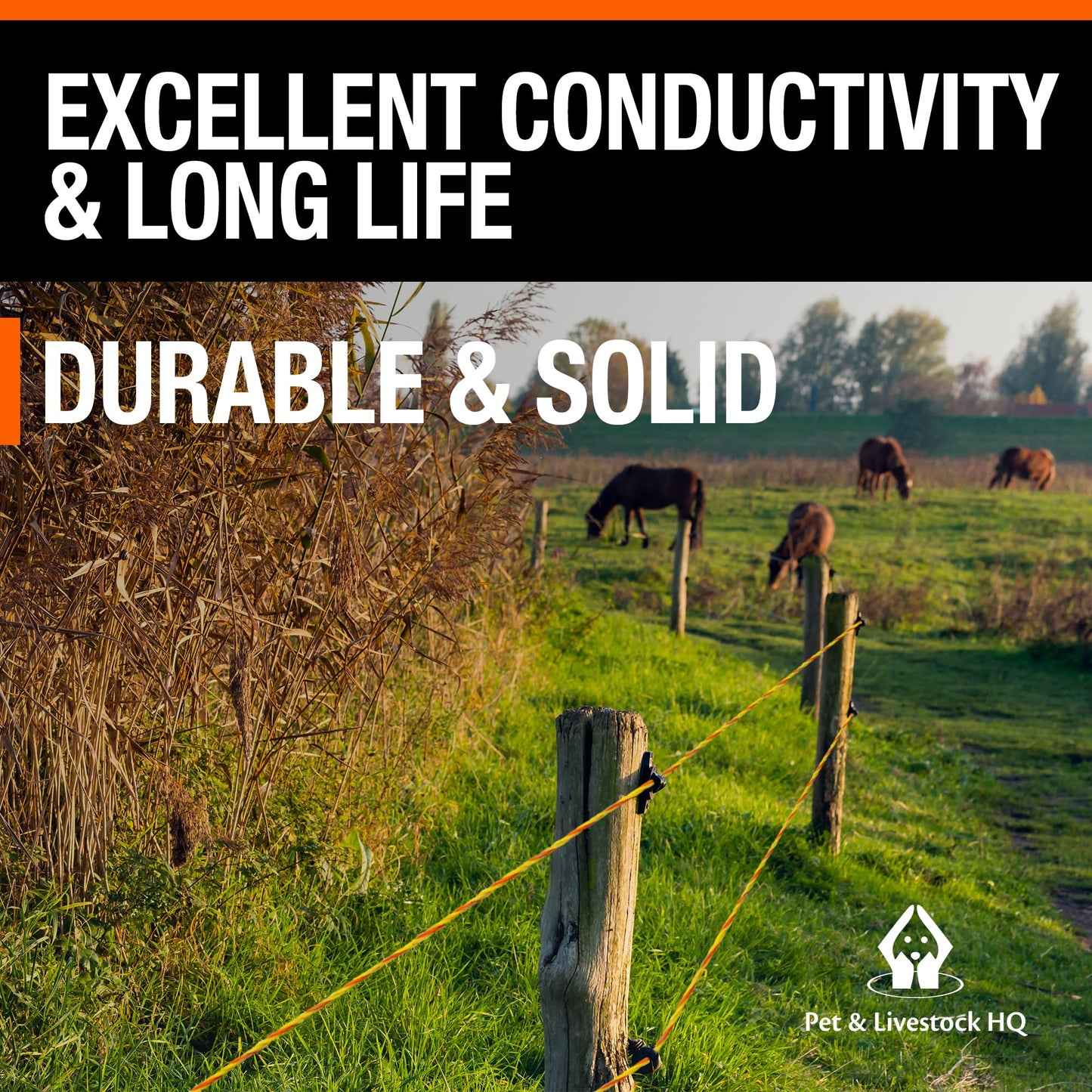 Electric Fence Polywire 1/8” with 9 Stainless Steel Strands - High Visible Wire Fencing for Horse, Cattle, Livestock - Portable Fencing with UV and Rust Resistance - 3280ft
