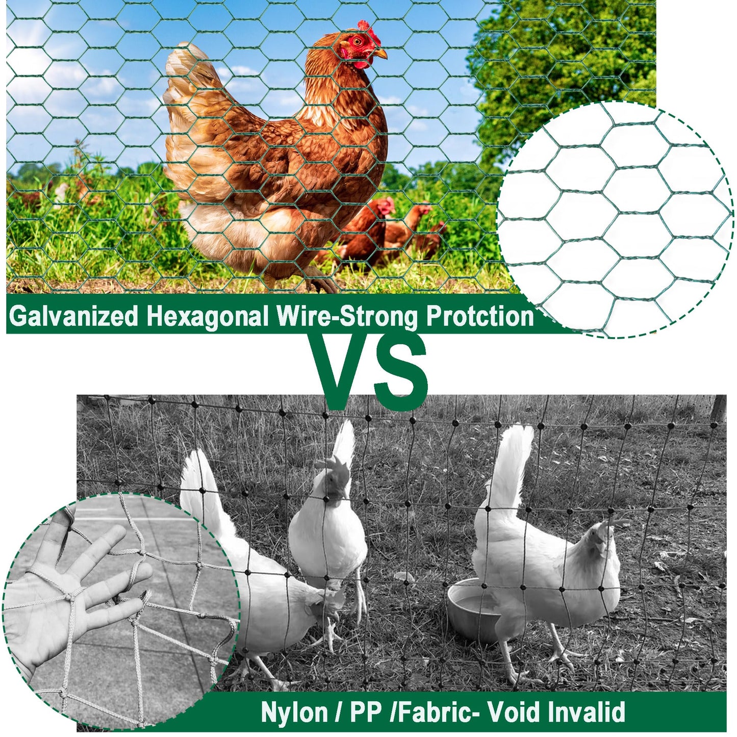 Chicken Wire Netting 16 x 236 Inch Green Hexagonal Galvanized PVC Coated Fencing Mesh for Garden, Poultry Barrier, Floral Arrangements and Crafts