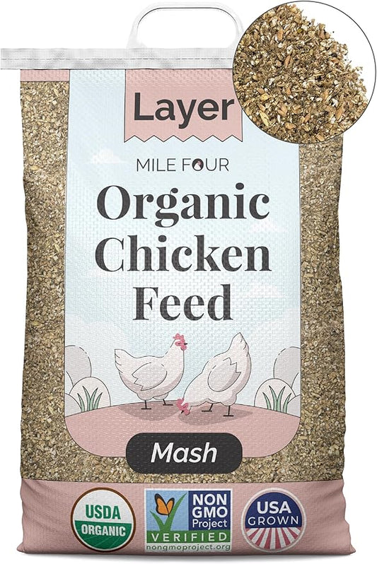 Layer Organic Chicken Feed | 16% Protein | Mash | Certified Organic, Non-GMO, Corn-Free, Soy-Free, Non-Medicated, US Grown Chicken Feed | 23 lbs