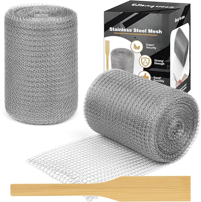 Wanqueen Wire Mesh Roll for Mice Control, 5'' * 50Ft Stainless Steel Copper Mesh Rodent Rat for Gap Wall Hole Filler, Flexible Metal Rodent Proof Wire Mesh for Garden and House