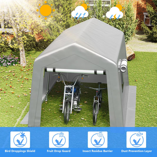 Jocoevol 8x10 ft Carport Heavy Duty Tent with Roll-up Windows, Portable Garage with Galvanized Steel Tubes, Car Canopy All-Season Tarp for Car Boat Truck Motorcycle