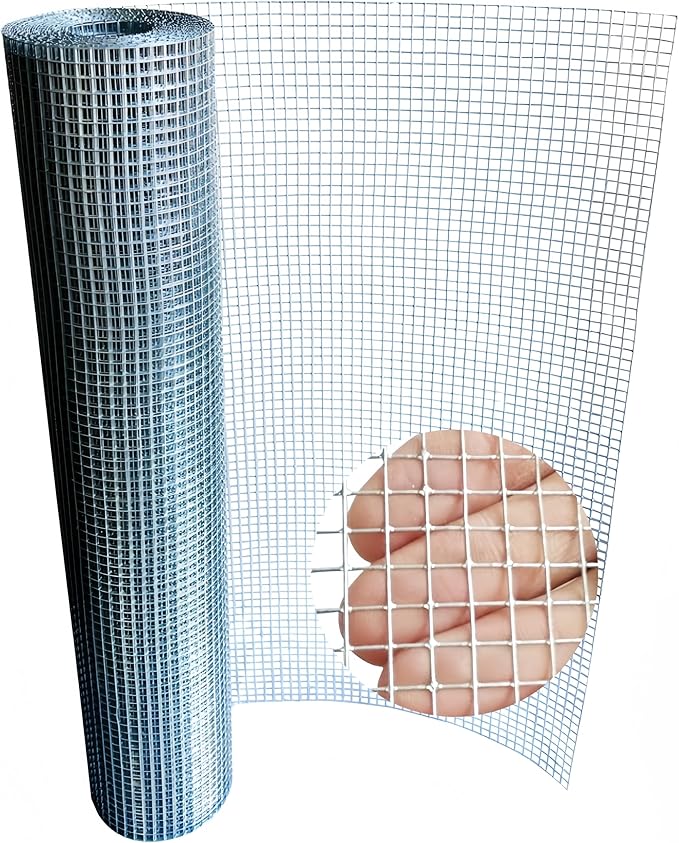 Galvanized Hardware Cloth 1/4" 23 Gauge - 24" x 35ft Welded Wire Mesh (Hot-Dip Galvanized After Welding) - Heavy Duty Chicken Wire for Garden Fencing, Vegetable Protection, Animal Cages, DIY Projects
