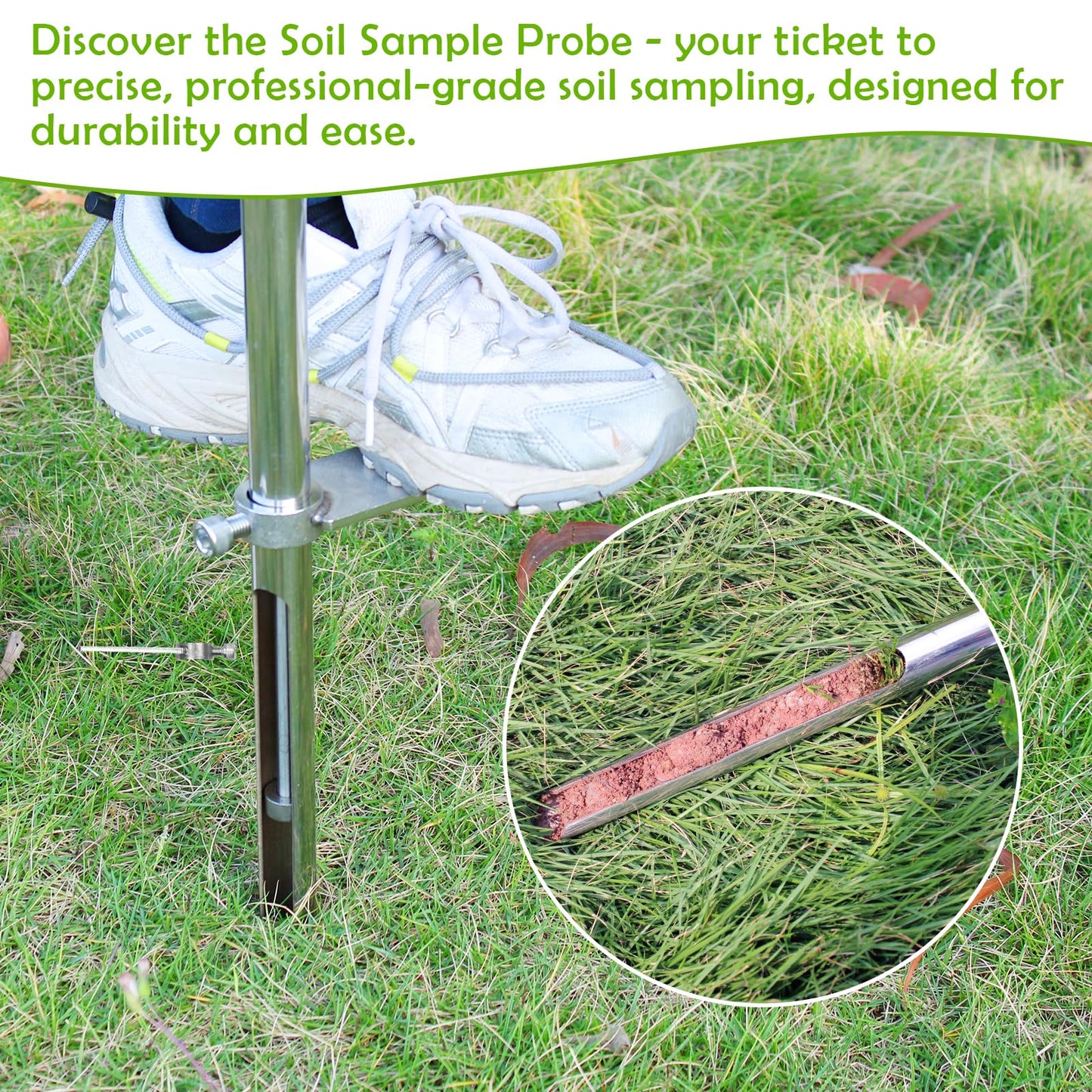 ZUIWAN 40 INCH Soil Sample Probe,Stainless Steel t-Style Handle Soil Probes for Soil Sampling,Soil Core Sampling Tool for Soil Sampling Plant Care,Garden,Farm,Agriculture,Golf Course,Lawn