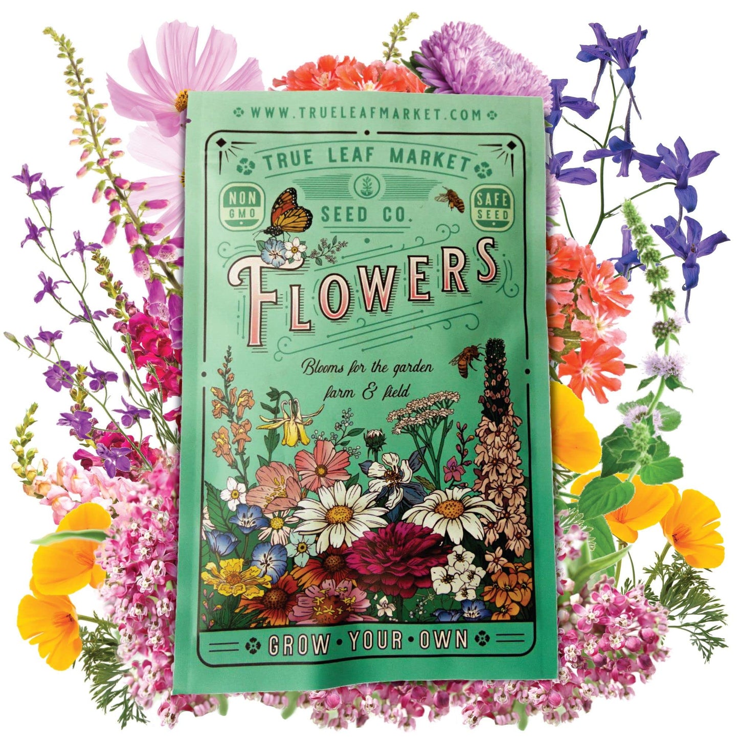 Pollinator Wildflower Seeds Bulk – 5 lb, 3.2 Million+ Seeds – 23 Variety Mix for Hummingbirds & Butterflies – Non-GMO Annual & Perennial Flower Seed for Planting