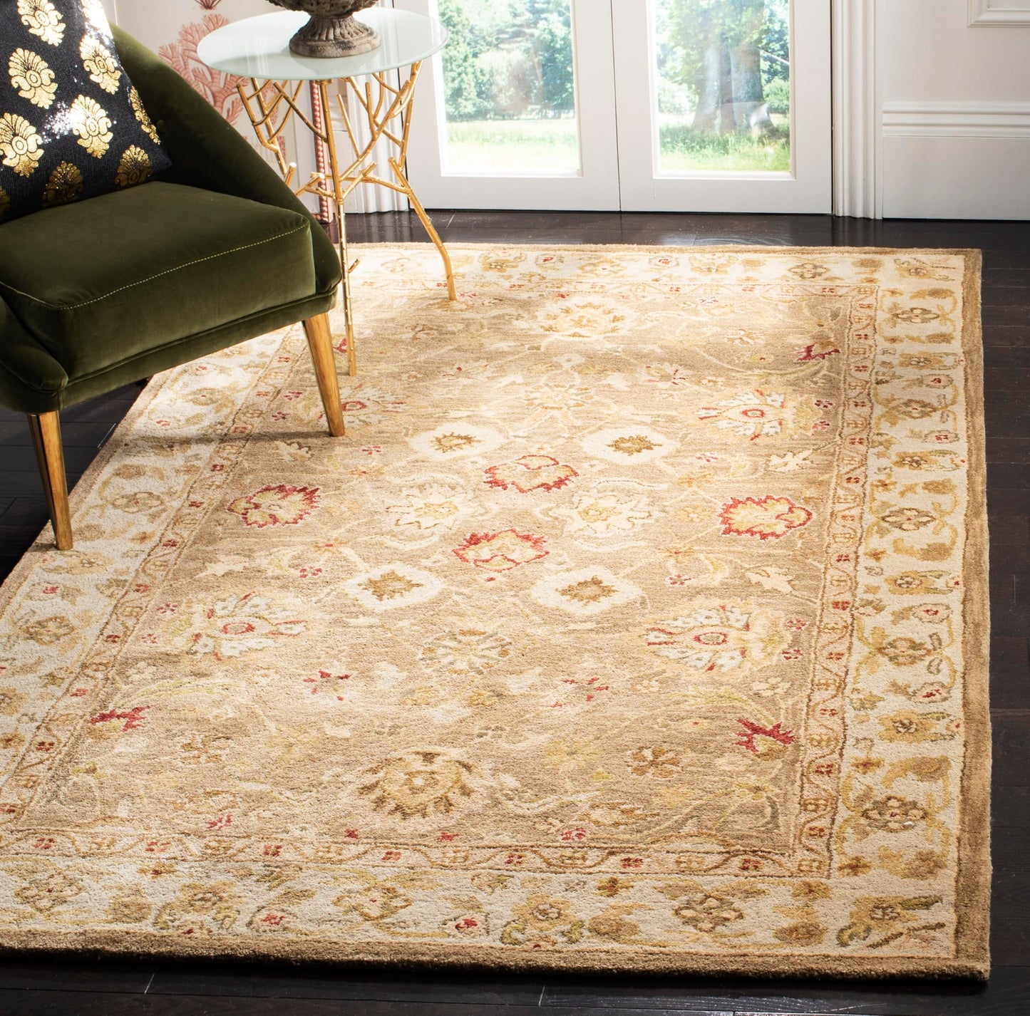 SAFAVIEH Antiquity Collection Area Rug - 8' Square, Brown & Beige, Handmade Traditional Oriental Wool, Ideal for High Traffic Areas in Living Room, Bedroom (AT822B)