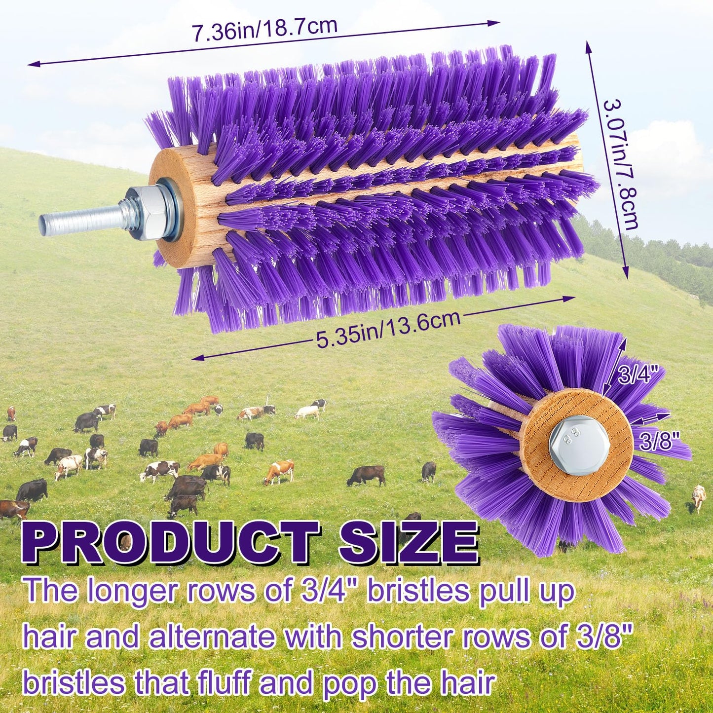 Willinglong 2 Pcs 5.35 inches Livestock Mini Drill Scratch Brush Purple Brush Grooming Kit Suitable for Cattle, Cows, Horses, Sheep and Pigs