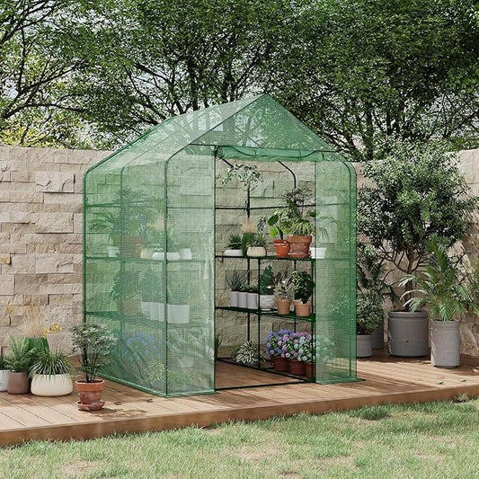 57x57x77 Inch Greenhouse for Outdoor,Portable Walk in Greenhouses with Thicken PE Cover,Durable Green House Kit with Window Vent 3 Tier 12 Shelves for Indoor Backyard Outside