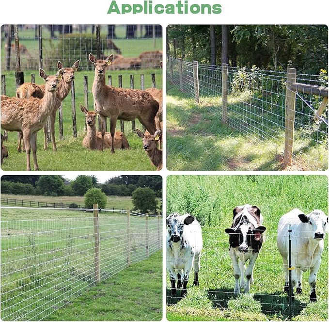 5ft x 164ft Farm Fence, Wire Fence Rolls, Galvanized Farm Fence, Cattle Fence, Hog Wire Fence Panels, Heavy Duty Wire Mesh for Deer, Pig, Sheep Enclosure for Yard, Garden, Field Use-13 Gauge