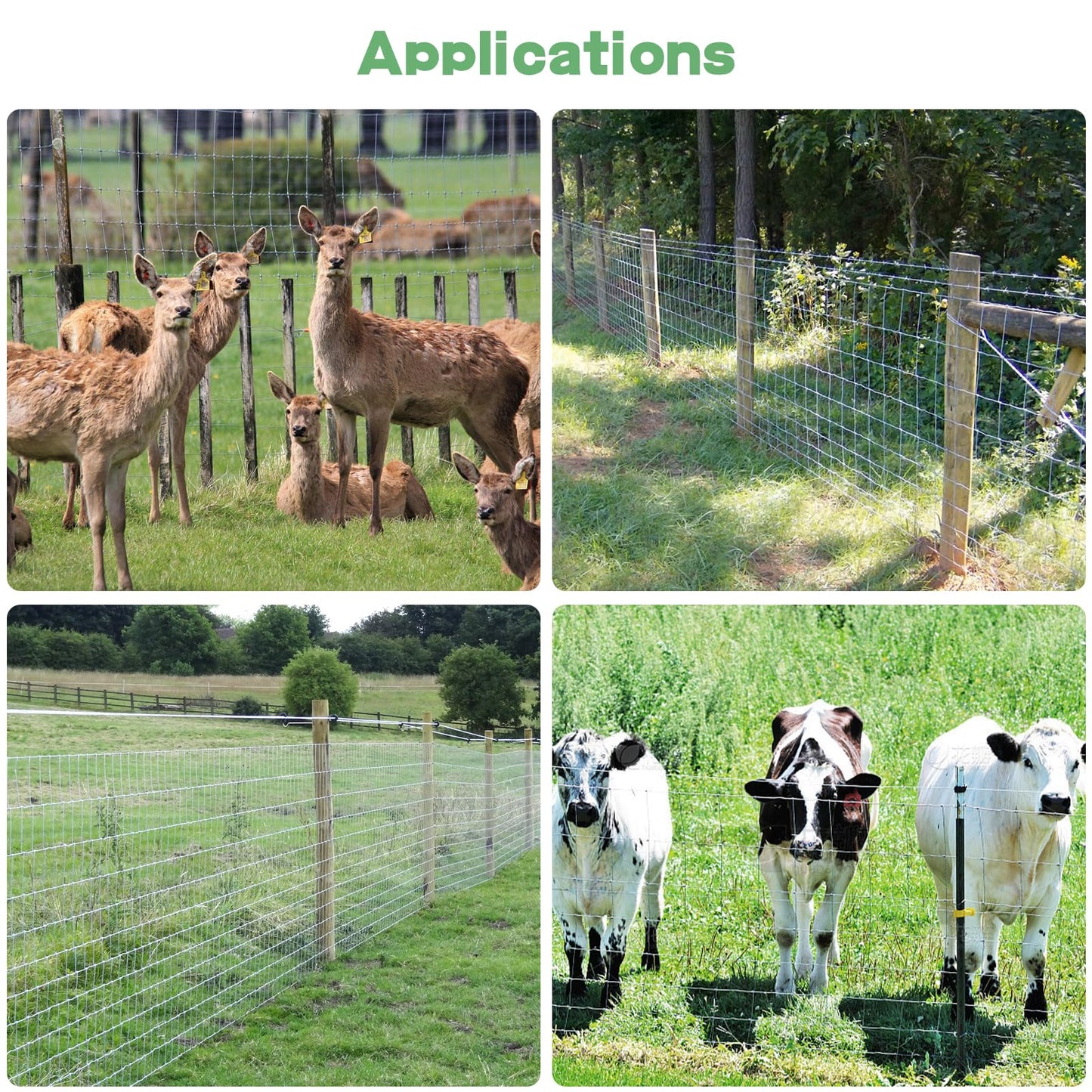 Zevemomo 5ft x 164ft Farm Fence, Wire Fence Rolls, Galvanized Farm Fence, Cattle Fence, Hog Wire Fence Panels, Heavy Duty Wire Mesh for Deer, Pig, Sheep Enclosure for Yard, Garden, Field Use-13 Gauge