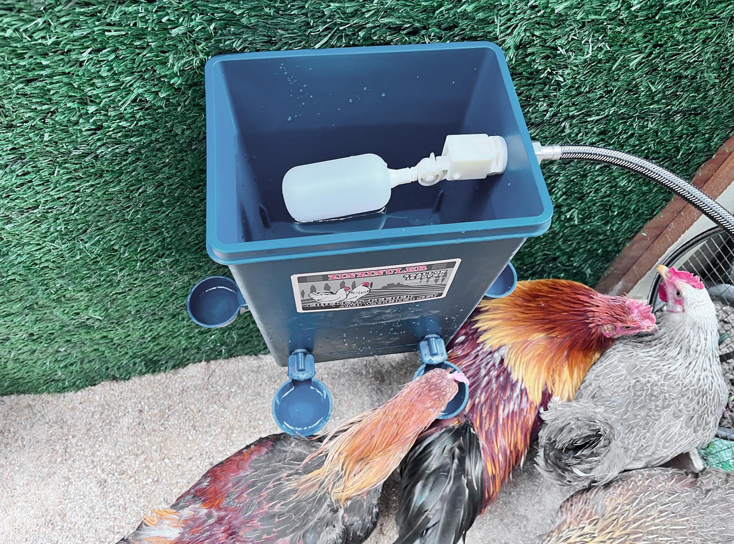Chicken Waterer with Float Controlled Automatic Set, Chicken Coop Accessories - No Manual Water refilling Needed, 4 Gallon（Compatible with 5/8-inch and 3/4-inch Water Pipes, 60-inch Water Supply Pipe